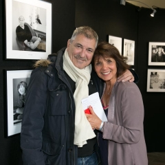 Exposition "Même pas peur" au Grand Palais à Paris le 7 octobre 2017. Jean-Marie Bigard et Stéphanie Fugain (en photo derrière Laurent Baffie, Bénabar et Zaz)